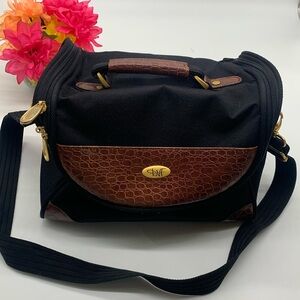 Diane Von Furstenberg DVF Vintage Black Brown Crossbody Travel Bag BRN5964D